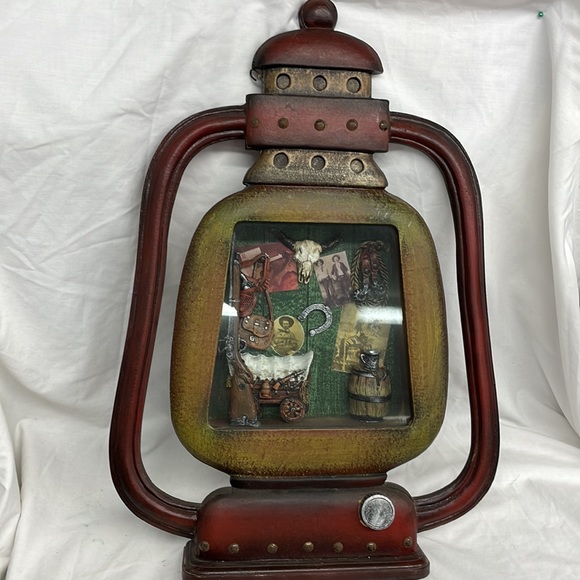 Western lantern wall shadow box hanging ceramic western items 19x14 - Picture 3 of 8